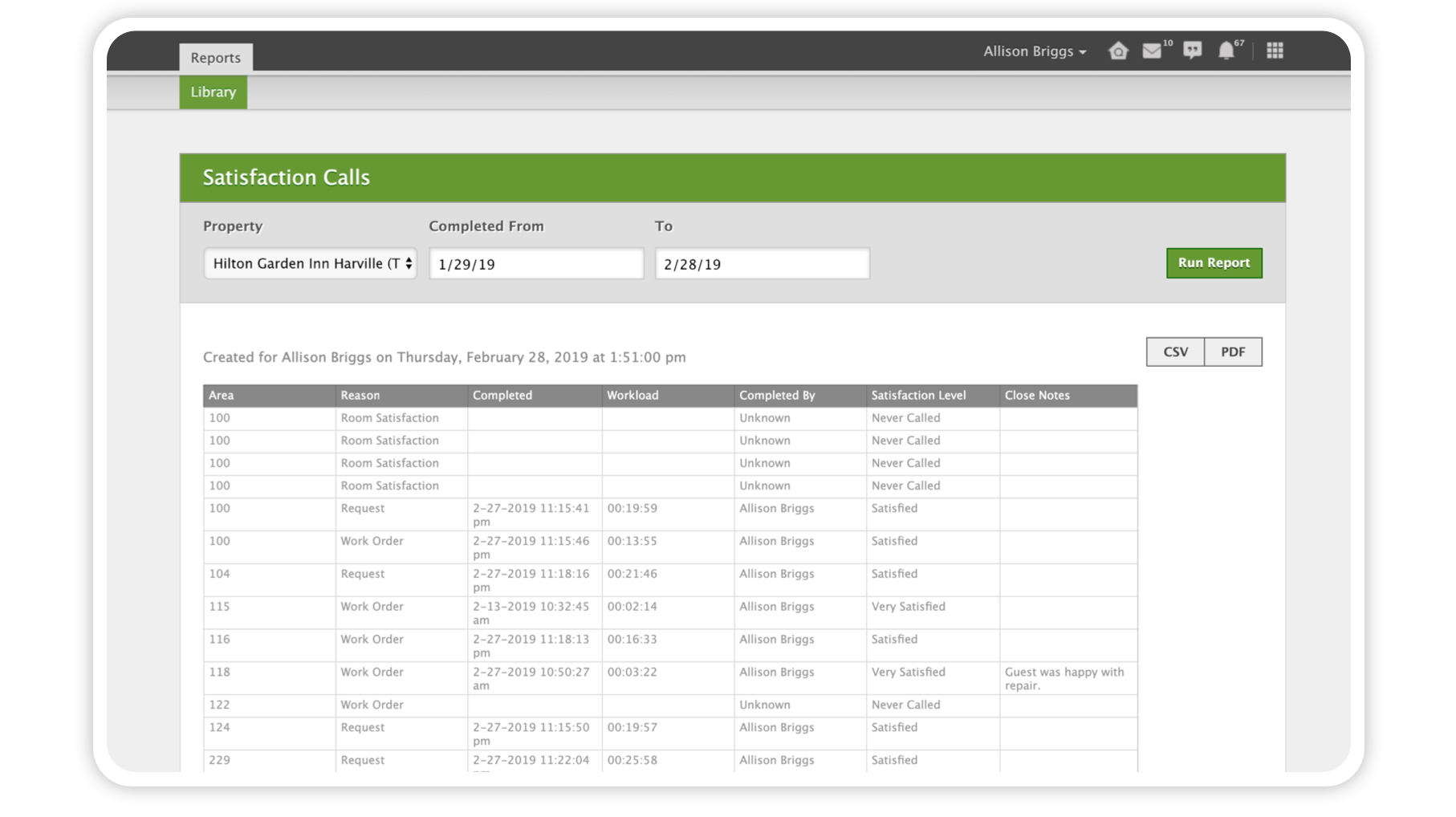 Hotel Guest Satisfaction Call Tracking Quore